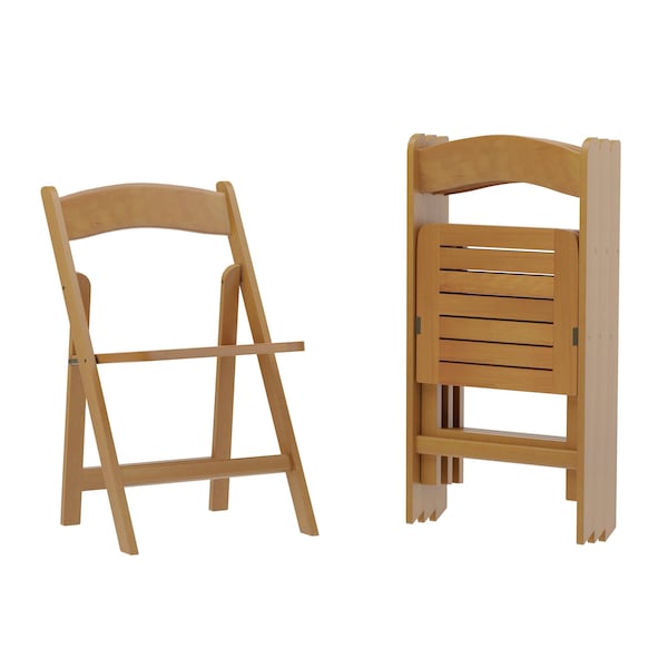 Flash Furniture Holden Commercial Grade Oak Solid Wood Folding Dining Chair, 4PK 4-ZH-8005-3-OAK-GG - main